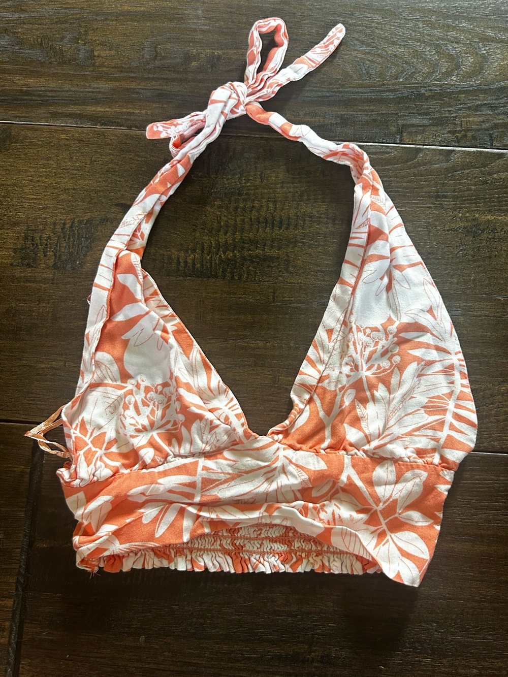 Kendall & Kylie orange and White Printed Halter Bikini Top